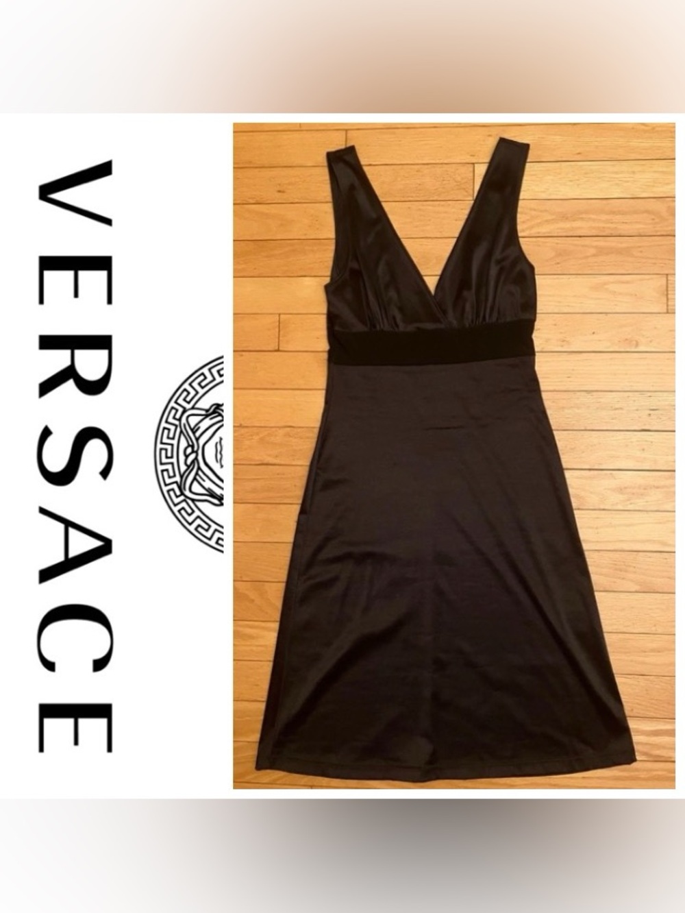Versace Black Sheath Cocktail Dress Made in Italy Small
